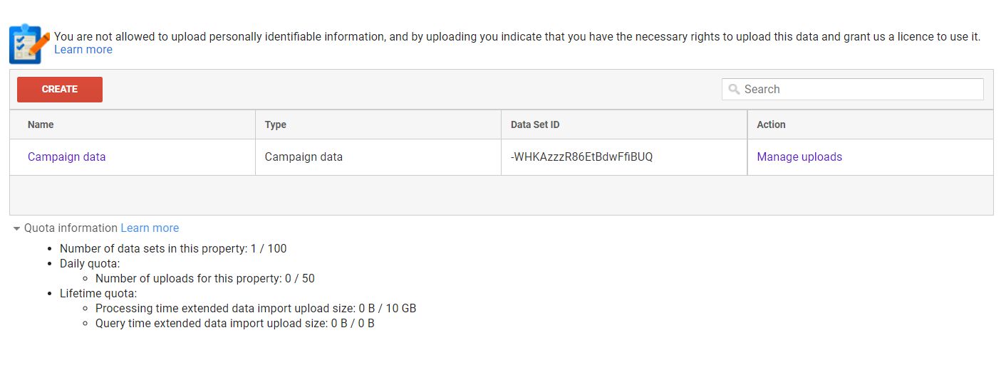Manage uploads for a dataset